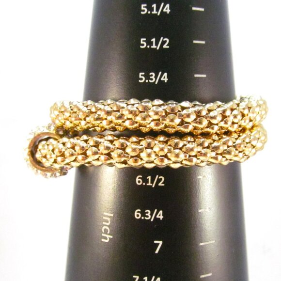 Gold Tone Stretch Metal Mesh Tube Rhinestone Bracelet 2 Piece Lot - Picture 9 of 15